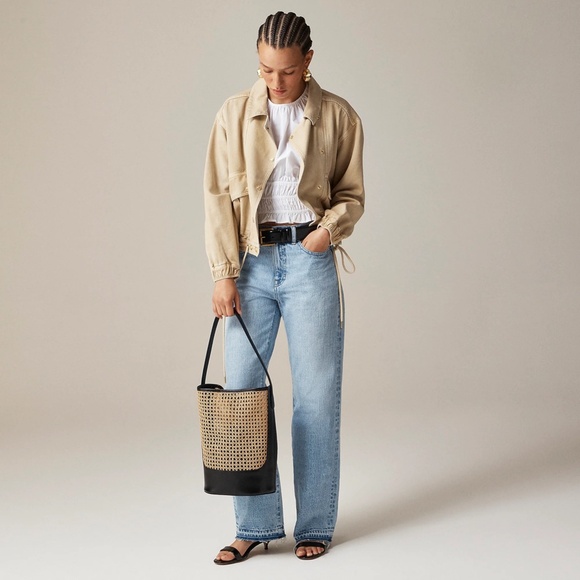 New J.CREW Size L Hyacinth Top in Cotton Poplin White $79 CI549 - Picture 4 of 6